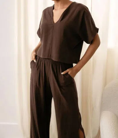 Natalie Busby Easy T Box Top In Espresso In Brown