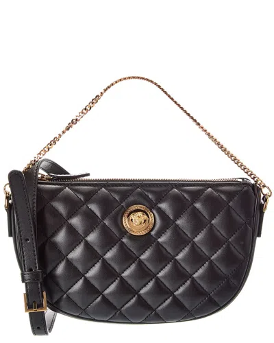 Versace La Medusa Quilted Leather Shoulder Bag In Black