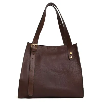 Agl Attilio Giusti Leombruni Textured Brown Leather Shopping Ghauco Handbag In Brown