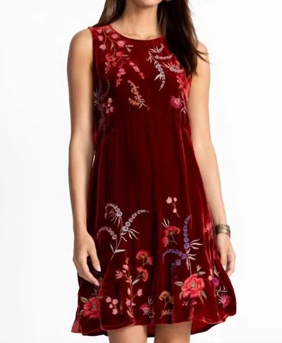 Johnny Was Mayra Velvet Chevron Tank Dress In Cranberry In Red
