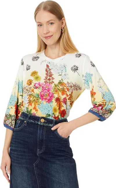 Johnny Was Women's Delite Puff Sleeve Top, Multi In Blue