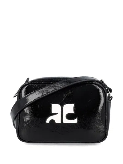 Courrèges Reedition Naplack Mini Bag With Engraved Logo In Black