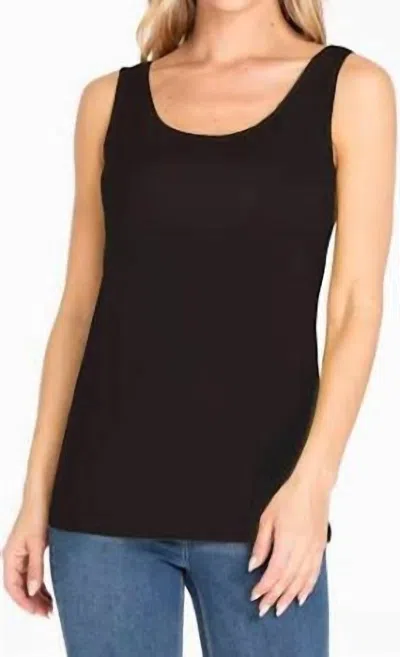 Multiples Double Scoop Neck Tank In Black In Black