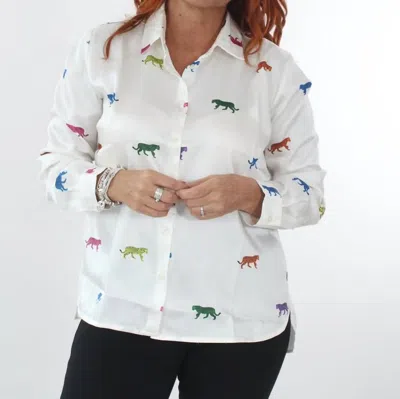 Vilagallo Multicolored Leopards Blouse In White In White