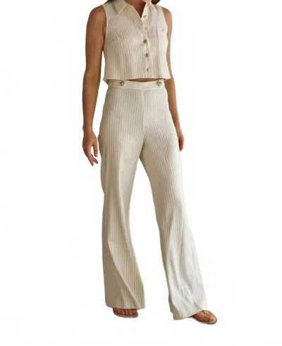 Hevron Annika Flare Pants In Ivory Navy Stripe In Neutral