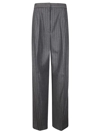 Sportmax Wide Leg Trousers With Pinstripe And Pleats In Blue