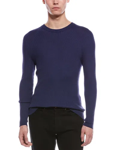 Raffi Raglan Wool-blend Crewneck Sweater In Blue