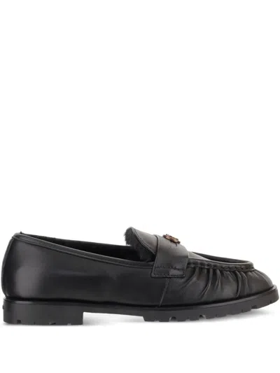 Pinko Minimalist Black Flats With Rounded Toe In Black
