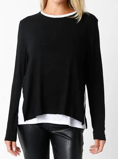 Olivaceous Kelly Layered Sweater In Black In Black