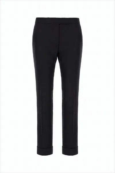 Thom Browne Tailored Black Straight Pants With Cuff Detailing In Black