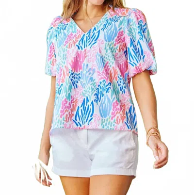 Mary Square Kenzie Top In Coral Cove Royal In Blue