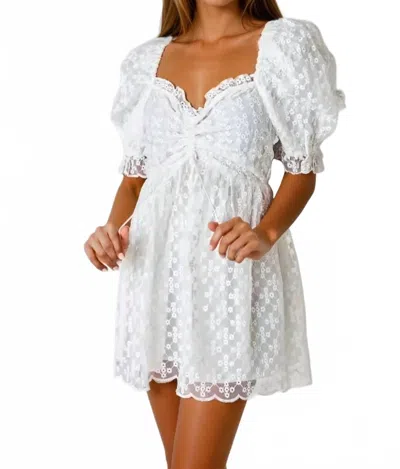Buddylove Floral Eyelet Babydoll Mini Dress In White In White