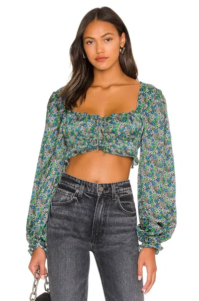 For Love & Lemons Alisa Crop Top In Green In Green