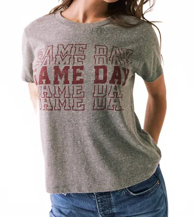 Chaser Game Day Vintage Style With Maroon Graphic Tee In Grey In Gray