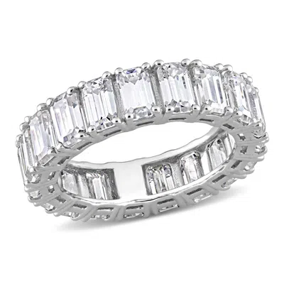 Mimi & Max 5 3/4ct Dew Emerald Cut Created Moissanite Eternity Ring 14k White Gold In Silver