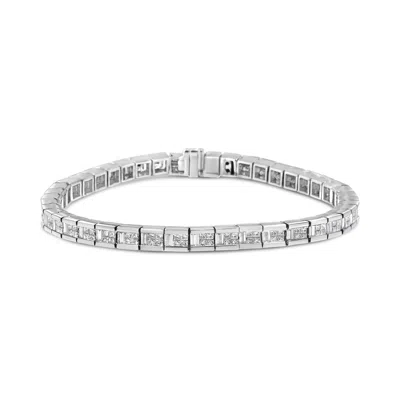 Haus Of Brilliance 14k White Gold 4 3/8 Cttw Alternating Invisible Set Princess And Baguette Diamond Tennis Bracelet In Metallic
