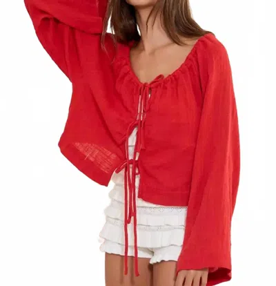 Bucketlist Reyna Tie Front Solid Textured Blouse In Animal Print