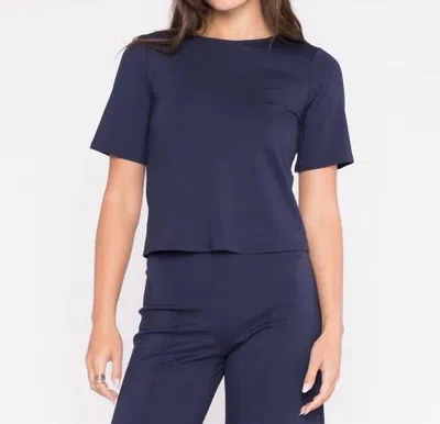 Ripley Rader Ponte Knit Short Sleeve Top In Navy In Blue