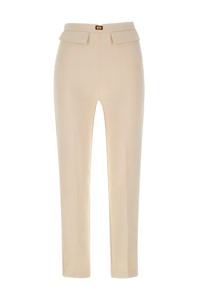 Elisabetta Franchi High-waist Tailored Trousers With Subtle Detailing In Neutral