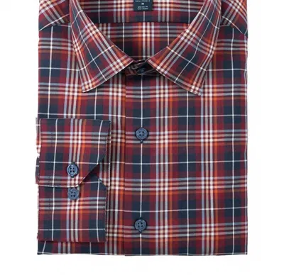Scott Barber Men's Performance Collegiate Plaid Shirt In Port In Red