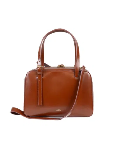 Apc Virginie Box Handbag Nut Brown In Red