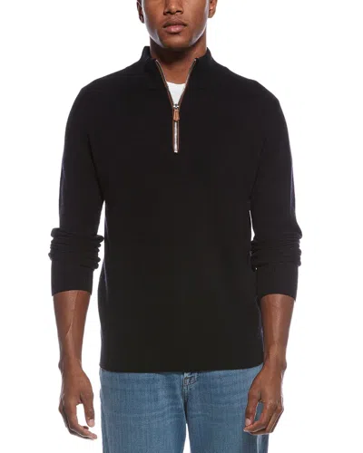 Kier + J Raglan Wool & Cashmere-blend 1/4-zip Sweater In Black