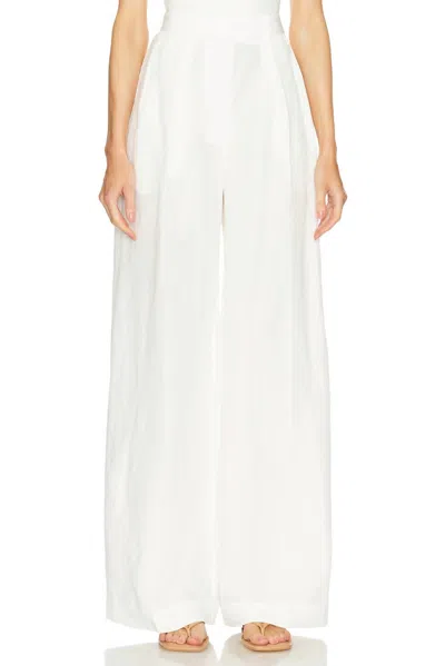 Matthew Bruch Button Pleated Trouser In White In White