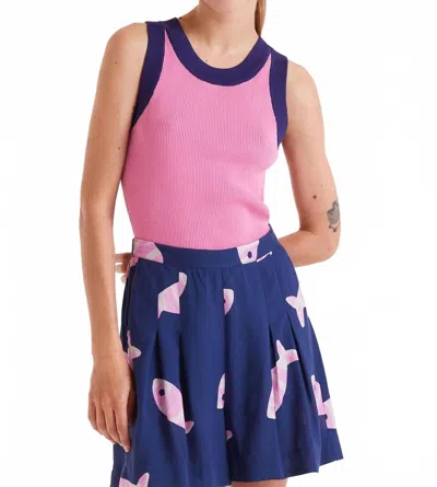 Compañía Fantástica Crew Neck Tank In Pink/navy In Multi
