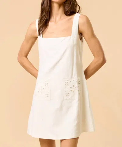 Lalavon Square Neck Mini Dress In Off White In White