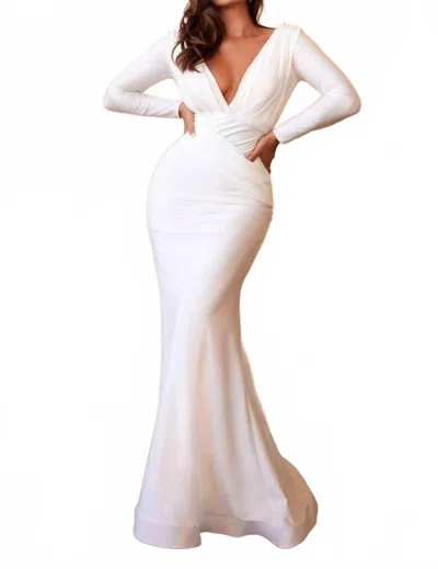 Cinderella Divine Stretch Mermaid Wedding Gown In Off White In White