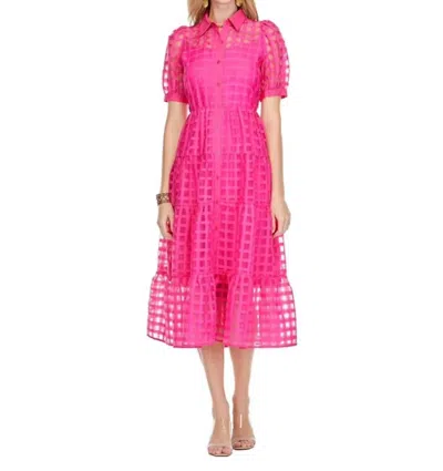 Jade Ribbon Print Tulle Maxi Dress In Pink In Pink