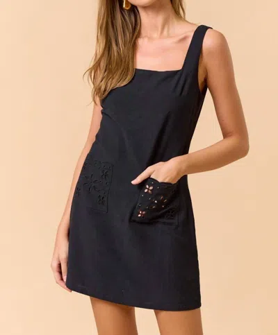 Lalavon Square Neck Mini Dress In Black In Black