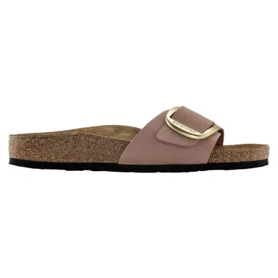 Birkenstock (wmns)  Madrid Big Buckle Nubuck Leather Narrow Fit Sandals 'old Rose' In Black