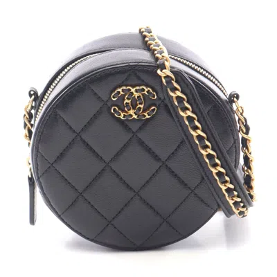 Pre-owned Chanel Lambskin Matelasse Mini Shoulder Bag In Black