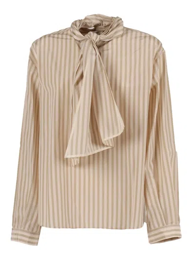Forte Forte Chic Taffeta Striped Shirt In Brown