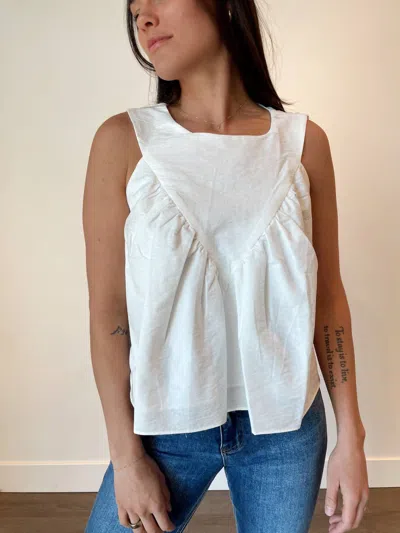 Miou Muse Cleo Shirred Detail Blouse In White In White
