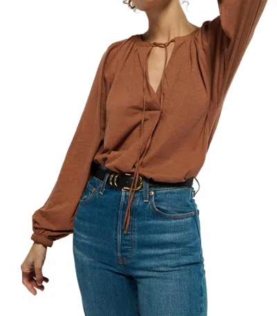 Nation Ltd Chiara Long Sleeve Top In Brown