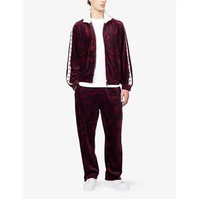 A Bathing Ape Mens Burgundy Metal-logo Camo Velour Track Jacket In Red