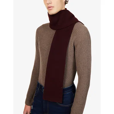 Rototo Mens Dark Bordeaux Sockstole Wool Knitted Scarf In Burgundy