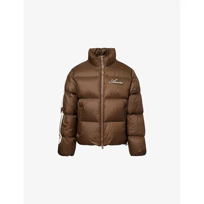 Amiri Mens Dark Brown Bones Logo-patch Shell-down Jacket In Brown