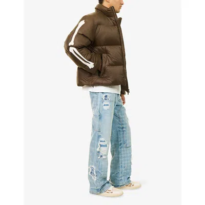 Amiri Mens Dark Brown Bones Logo-patch Shell-down Jacket In Brown
