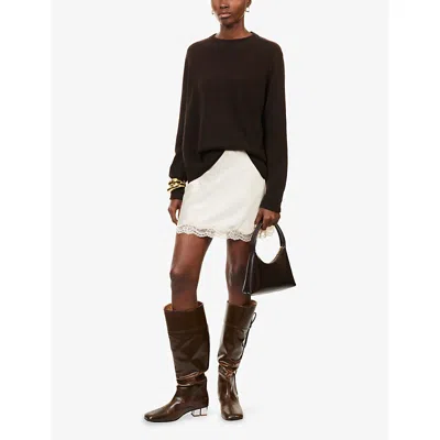 Reformation Womens Crimson Multi Stripe Boyfriend Crewneck Cashmere Jumper In Brown