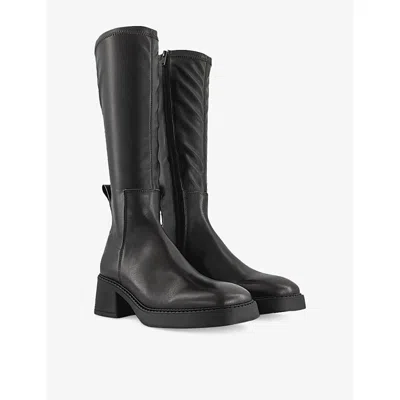 Miista Womens Brown Black Margit Leather Heeled Knee-high Boots Eur 41 / 8 Uk In Animal Print