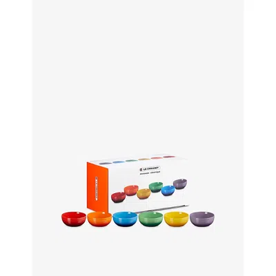 Le Creuset Rainbow Stoneware Coupe Cereal Bowls Set Of Six In Multi
