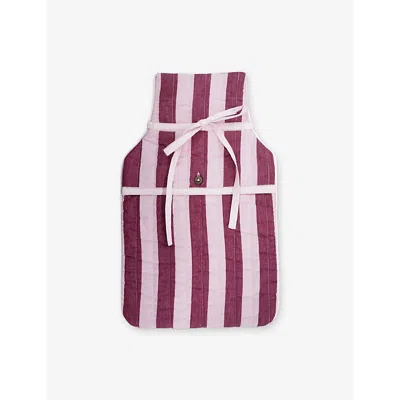 Damson Madder Womens Pink Stripe Striped Cotton Hot Water Bottle Cover In Multi
