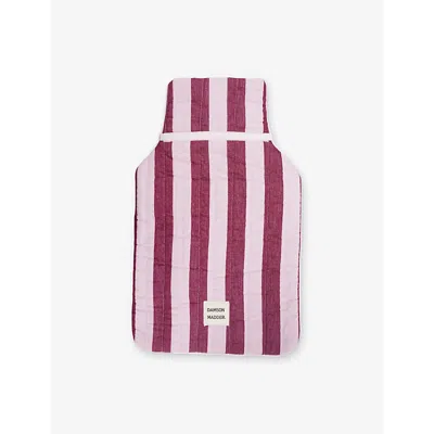 Damson Madder Womens Pink Stripe Striped Cotton Hot Water Bottle Cover In Multi