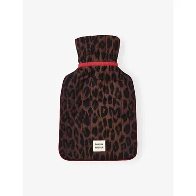 Damson Madder Womens Dark Leopard Leopard-print Cotton Hot Water Bottle Cover In Brown