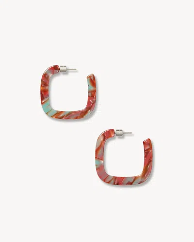 Machete Midi Square Hoops In Mulberry In Metallic