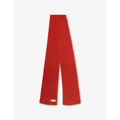 Rototo Mens Brick Sockstole Wool Knitted Scarf In Red