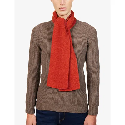 Rototo Mens Brick Sockstole Wool Knitted Scarf In Red